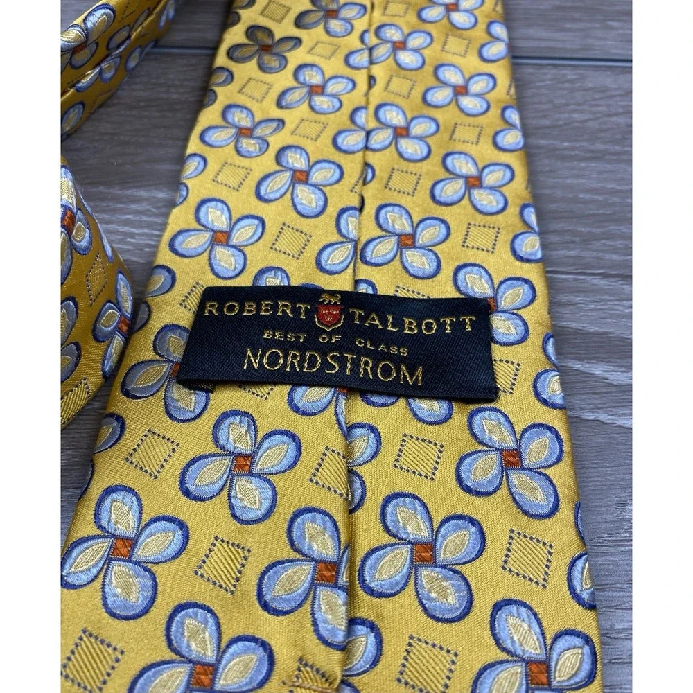 Robert Talbott Men's Silk Best Of Class Floral Pattern Necktie Gold 58